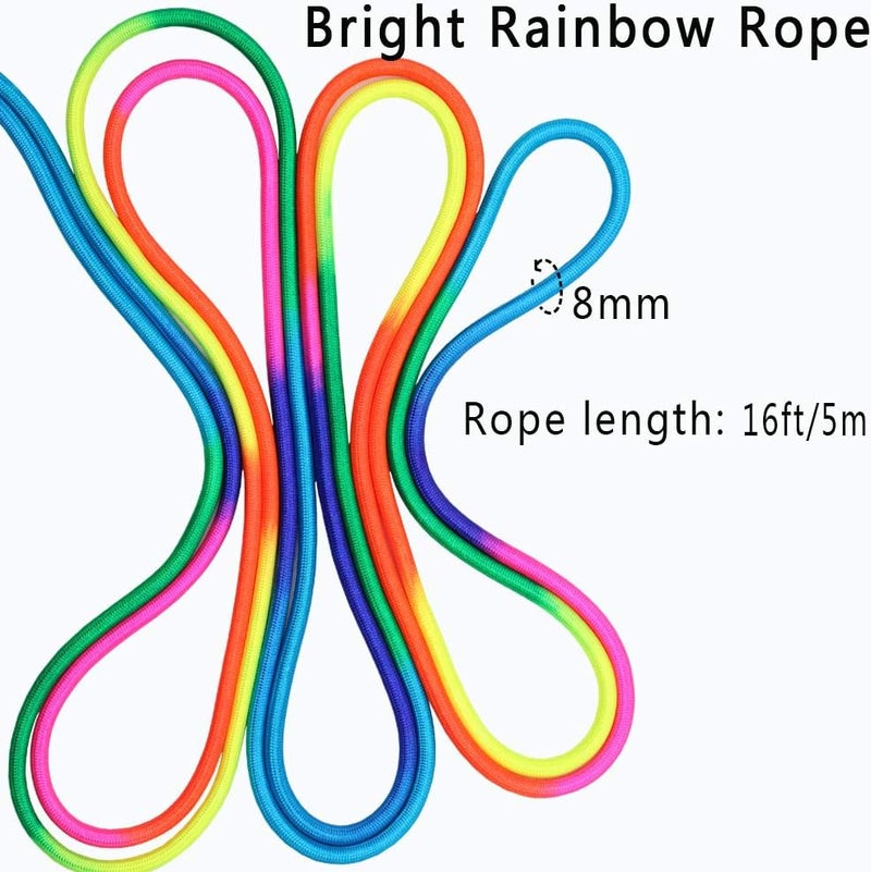 Ace one 16 FT Long Jump Rope for Kids, 2 Pack Adjustable Double Dutch Skipping Rope with Wooden Handle, Multiplayer Rainbow Jumping Rope for Outdoor Fun, School Sport, Party Game - Image 3